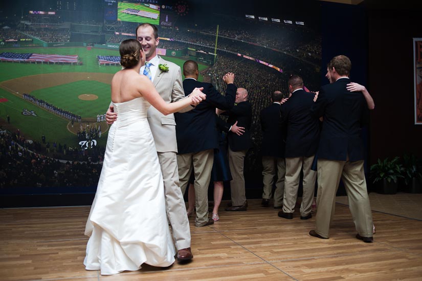first dance with bridal party at nationals stadium