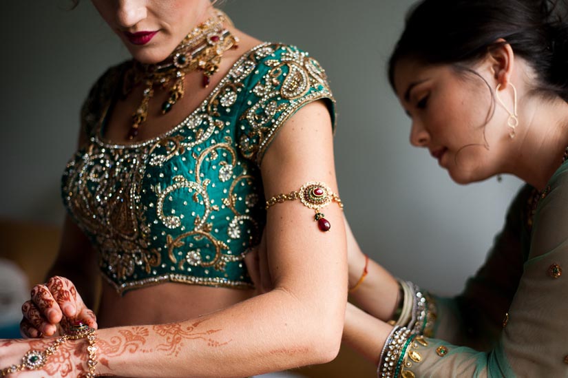 bride prepares for sikh wedding ceremony