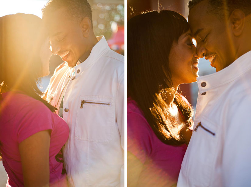 engagement photos with orange sunset