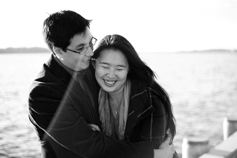 couple laughing on the waterfront