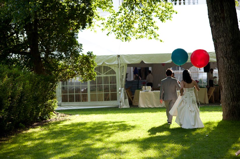 bride and groom at strong mansion