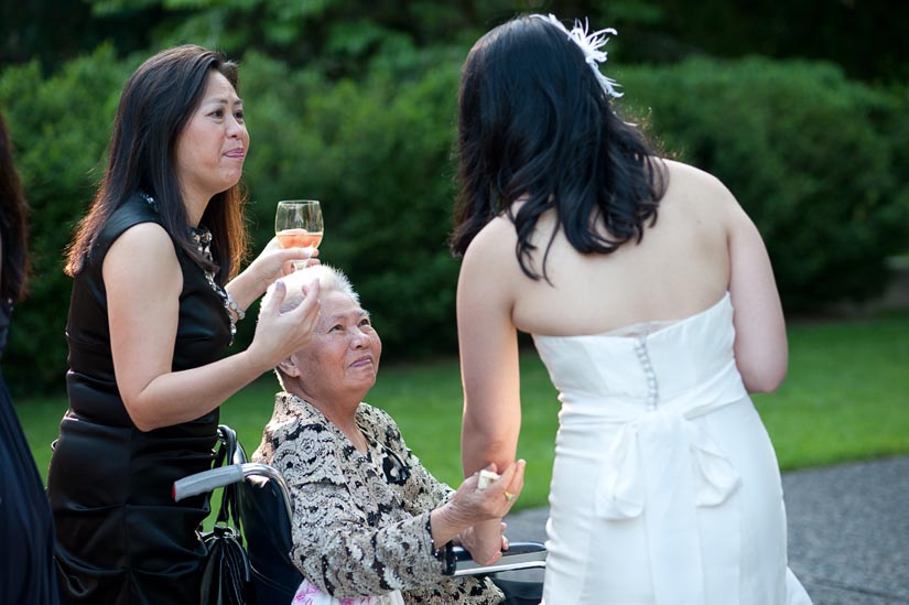 grandmother talks to the bride
