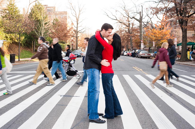 engagement session in crosswalk - washington dc