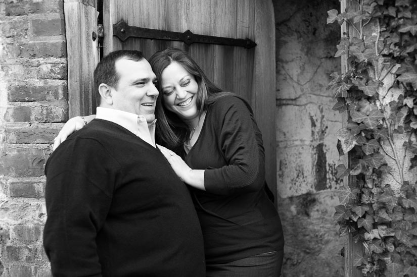 couple laughing during engagement session