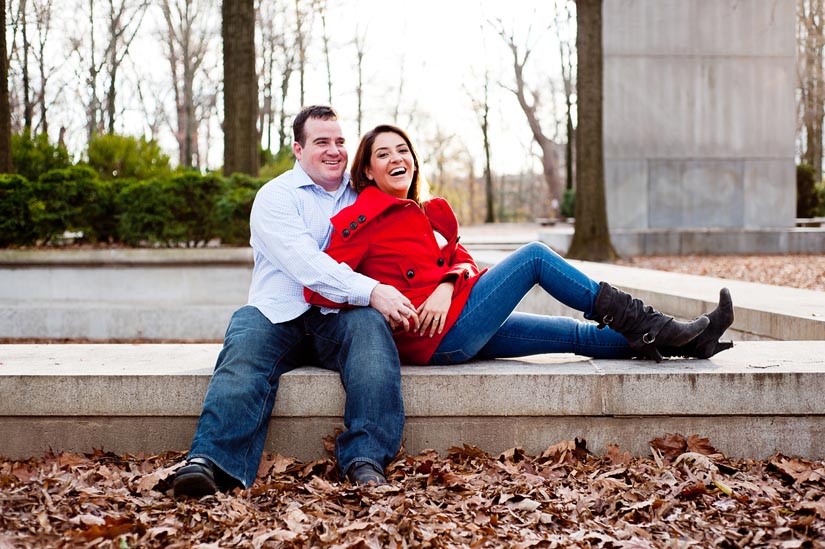 happy engaged couple on roosevelt island