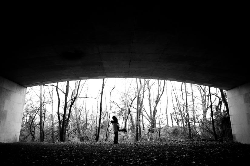 maria-russell-engagement-70 silhouette under I-66 bridge