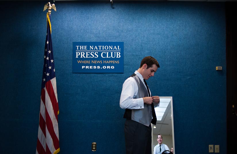 groom gets ready at the national press club in washington, dc