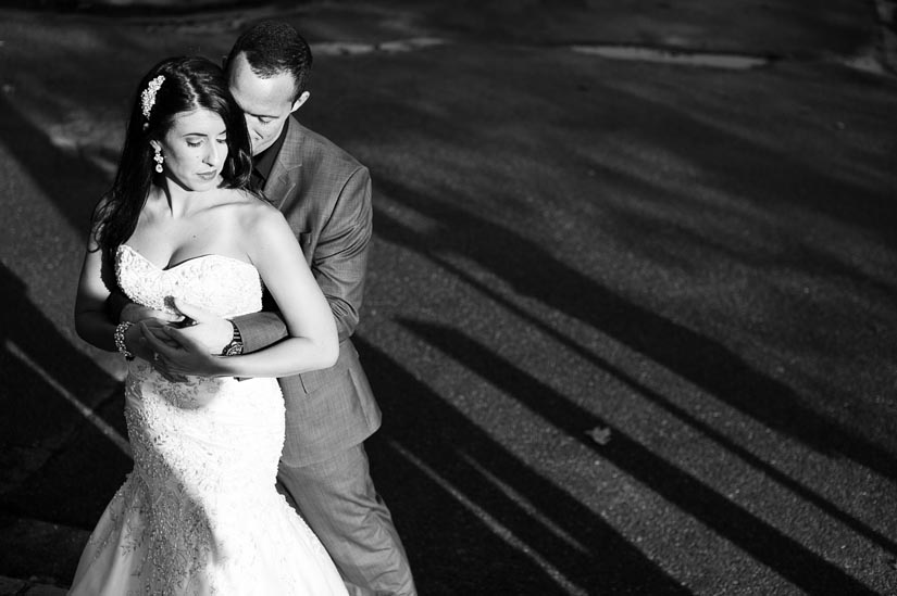 shooting a wedding couple in harsh light