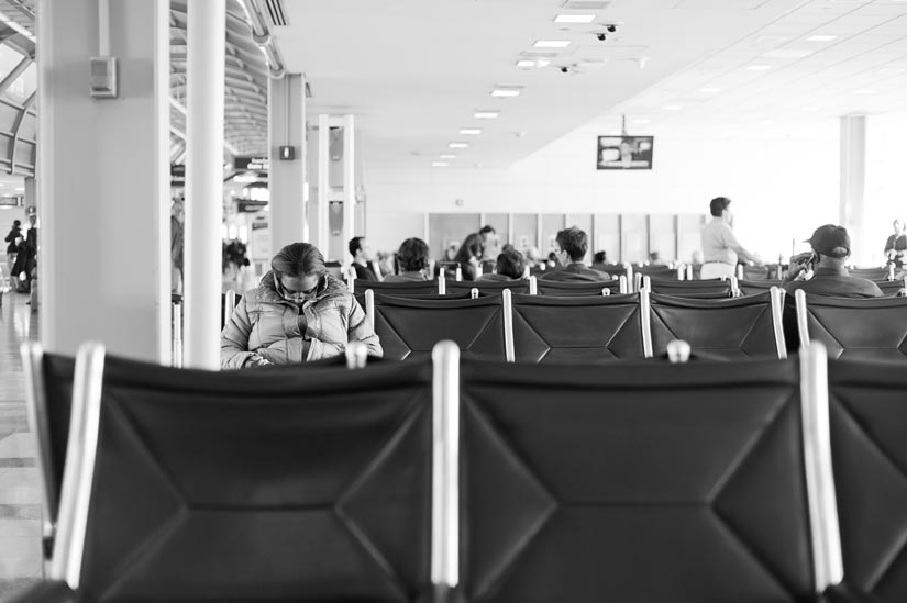 lady sleeping in washington dc airport