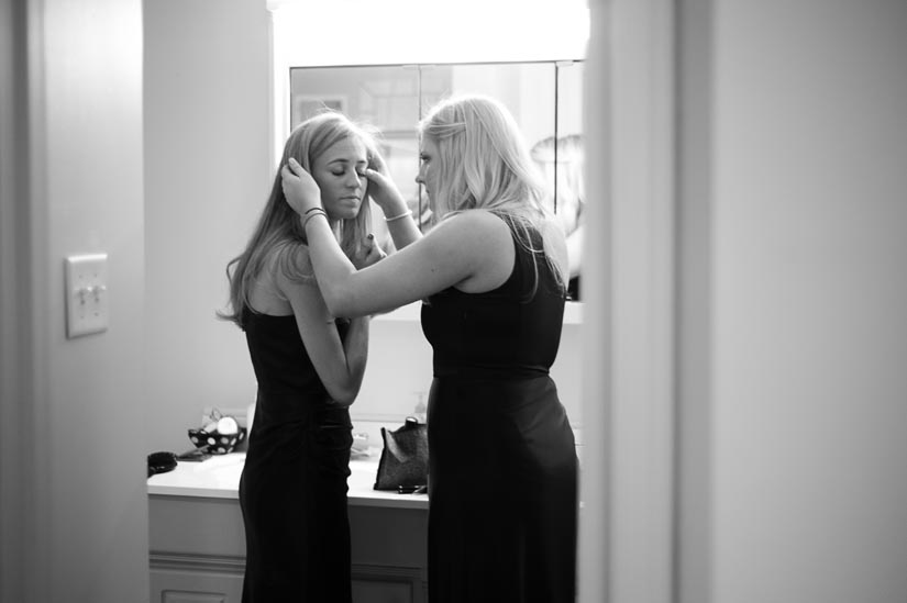 bridesmaids get ready at home