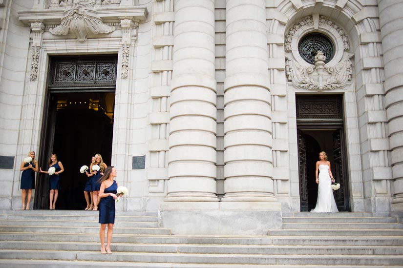 bride and bridesmaids at u.s. naval academy