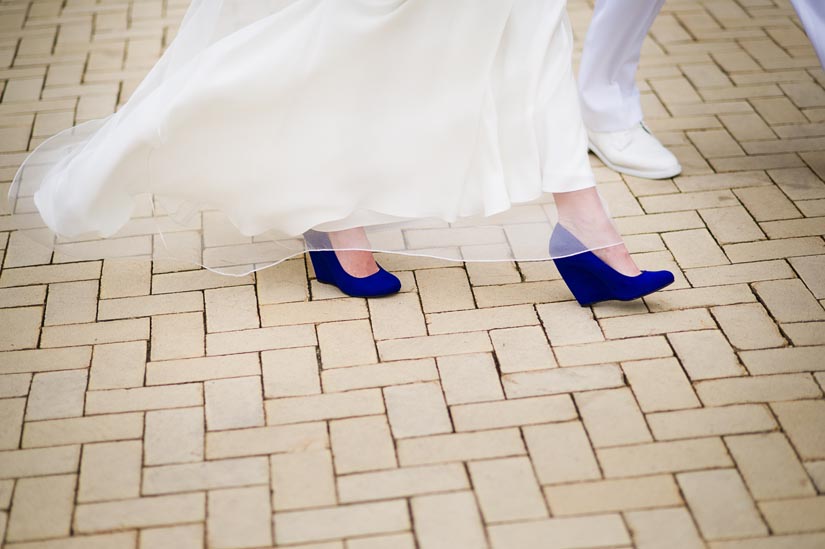 blue wedge heel wedding shoes