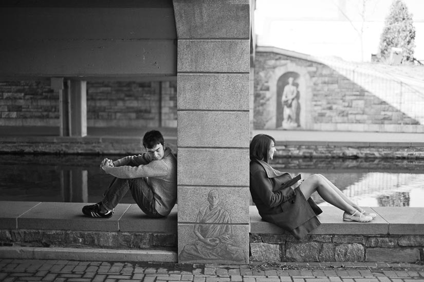 engagement session under a bridge