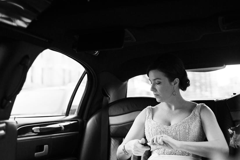 bride on the way to the ceremony at holy rosary church