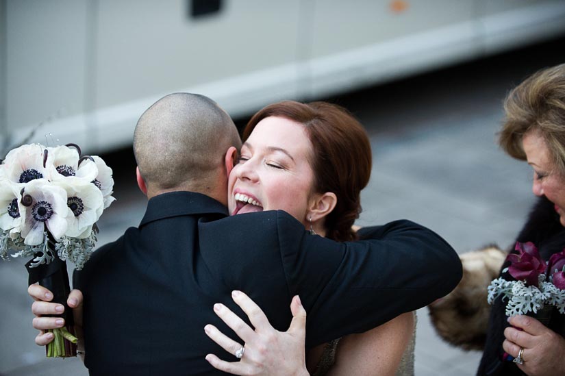 hugging after the wedding ceremony