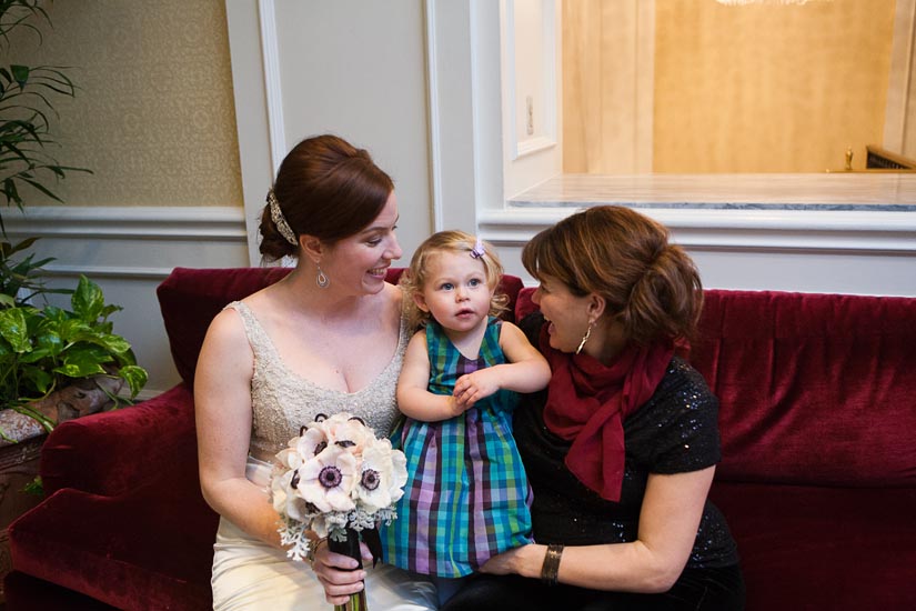 adorable little girl with bride