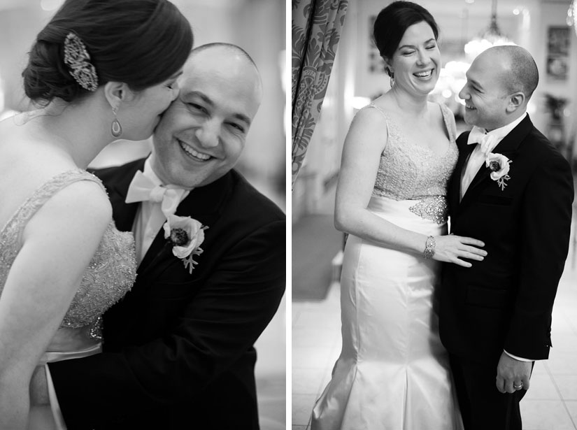 black and white portraits of bride and groom