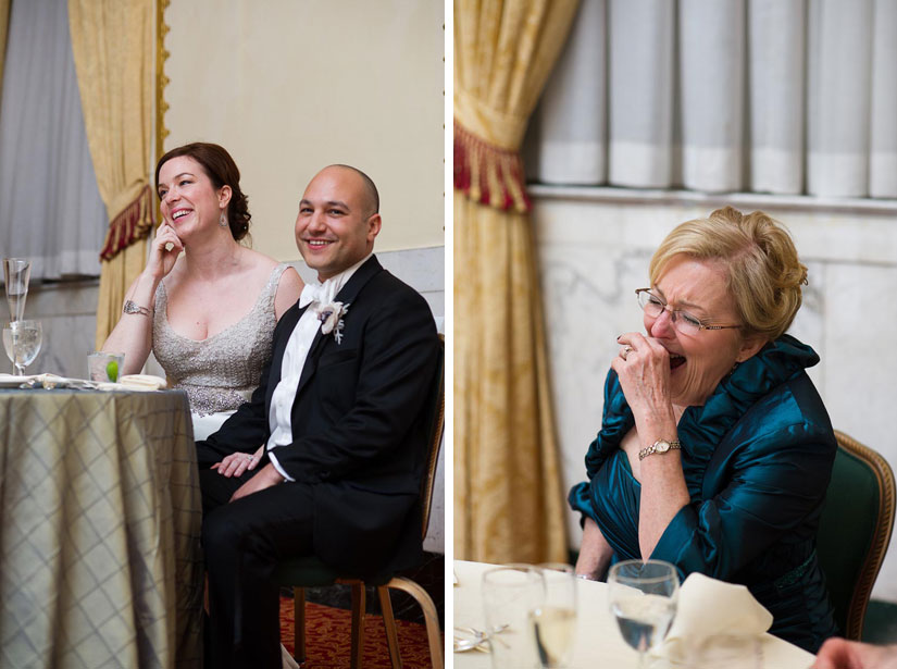 bride and groom and her mother at the wedding reception