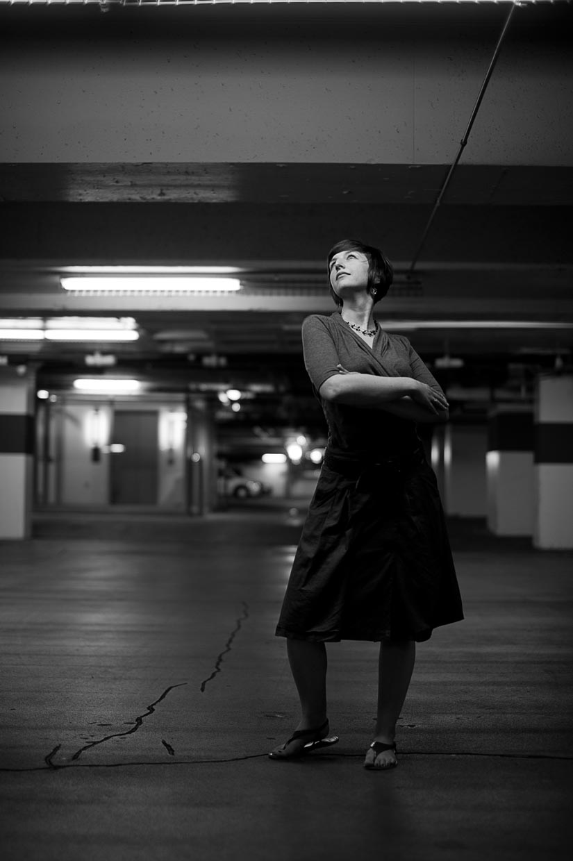 portrait photography in parking garage