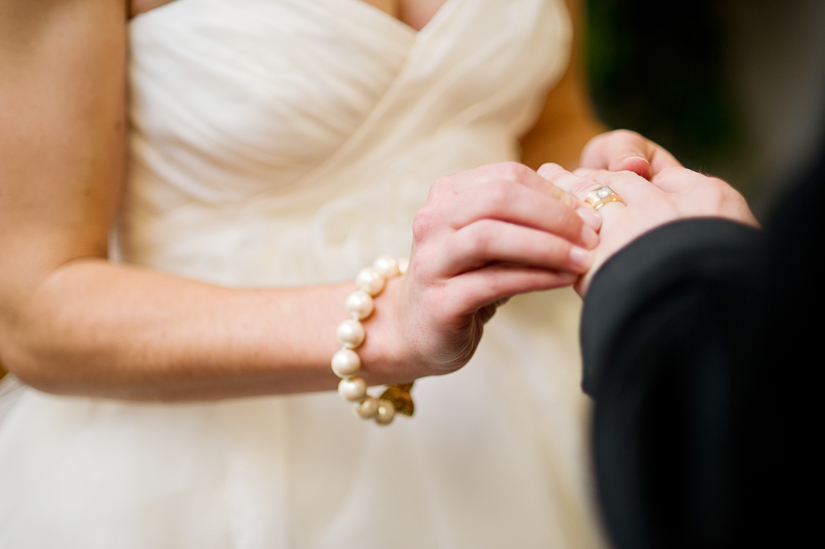 bride and groom exchange rings