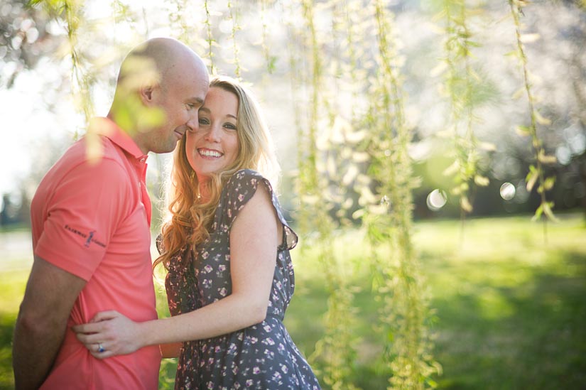 engagement photos with the cherry blossoms