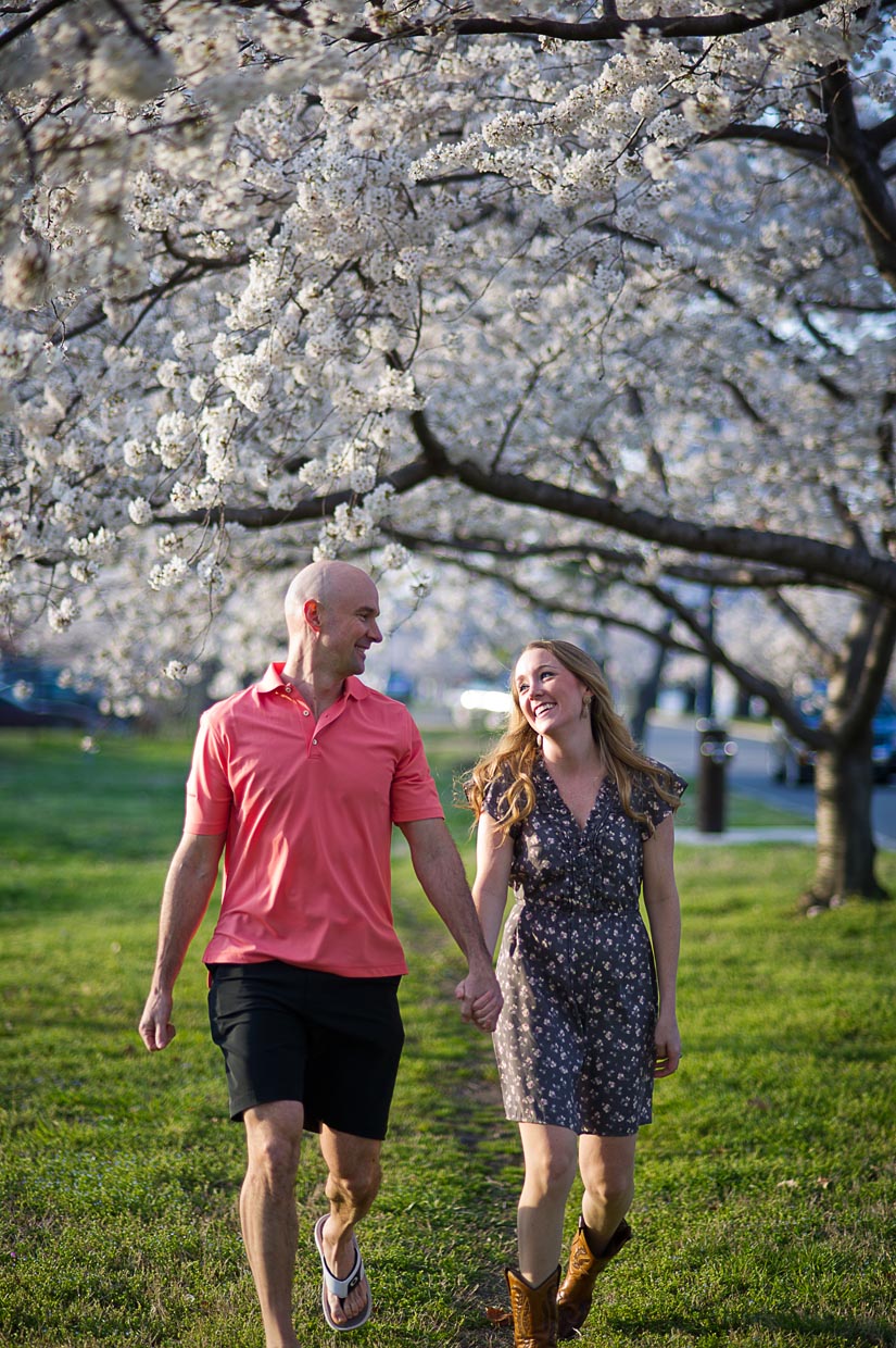 cherry blossom engagement photos