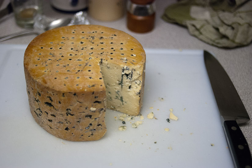 seven pound block of blue cheese