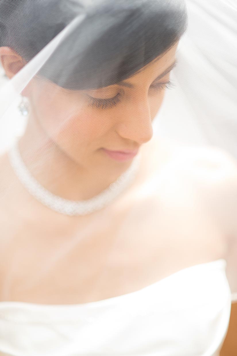 gorgeous bride through a veil