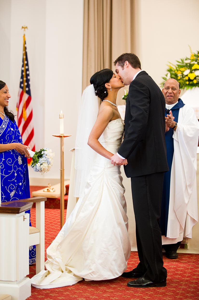 first kiss at quantico chapel for wedding