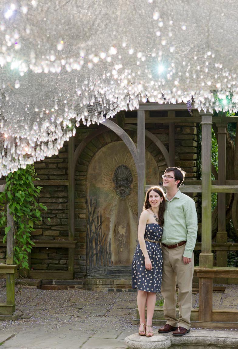 engagement photography with sparkly sky thing