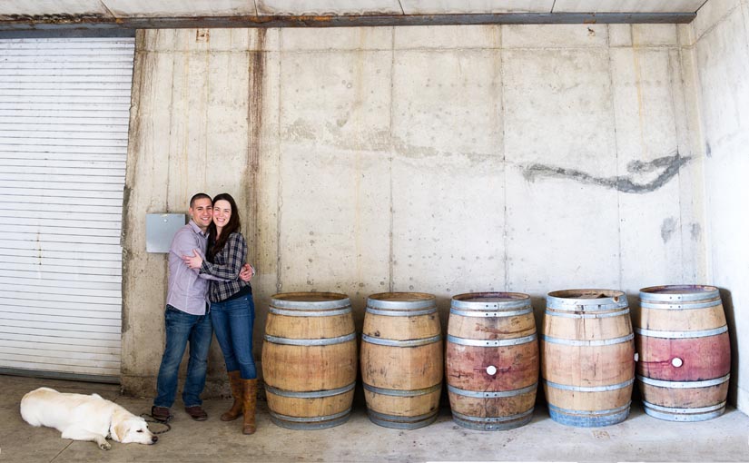 engagement photography at a winery