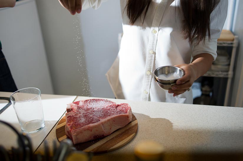 salting a steak