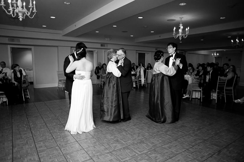 families dancing during the wedding reception