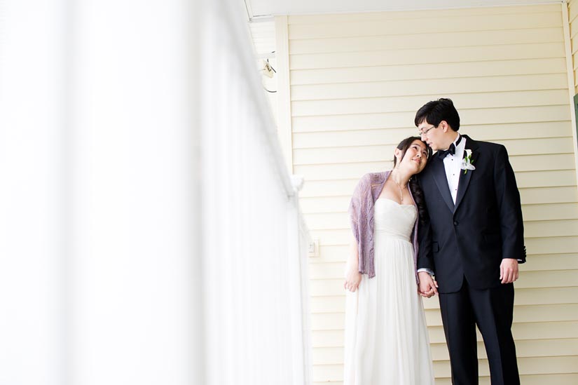 bride and groom at the oaks waterfront inn