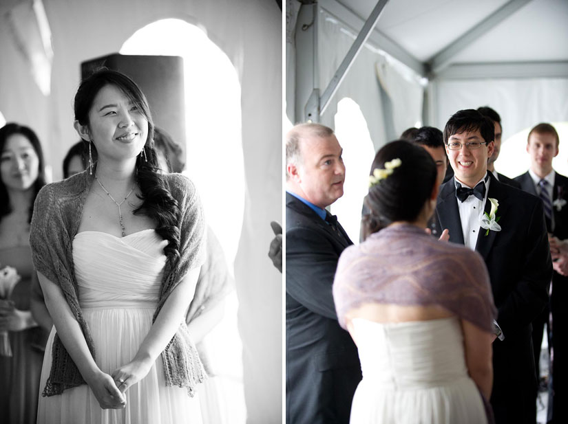 bride and groom at the oaks wedding ceremony