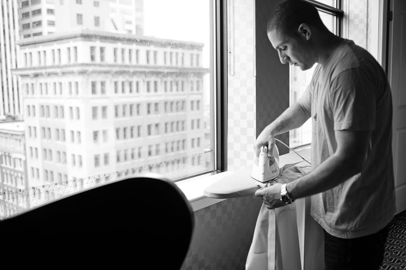 groom getting ready at the baltimore hotel monaco