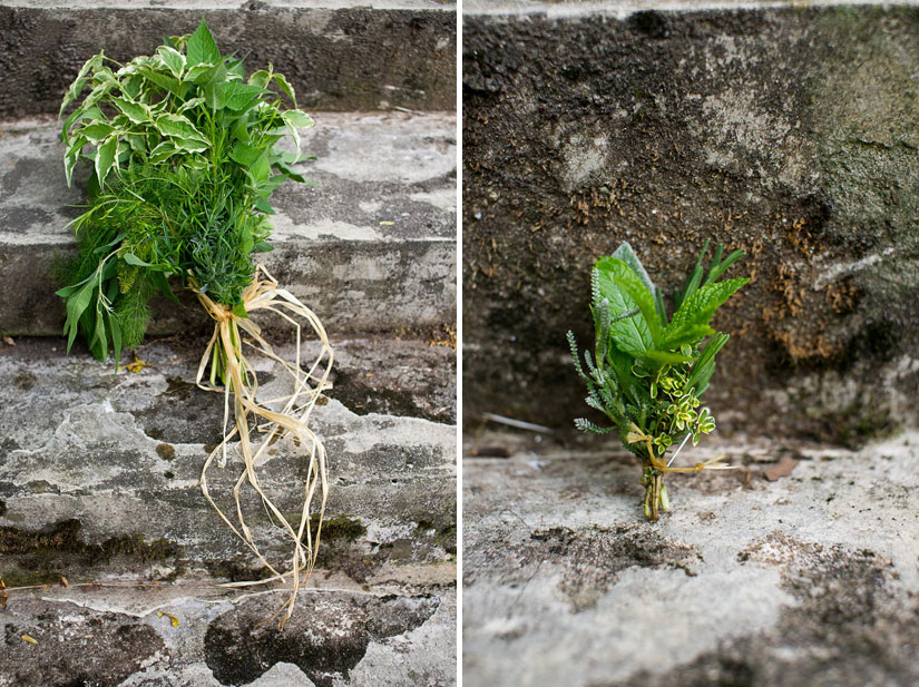 herb bouquet and boutenniere