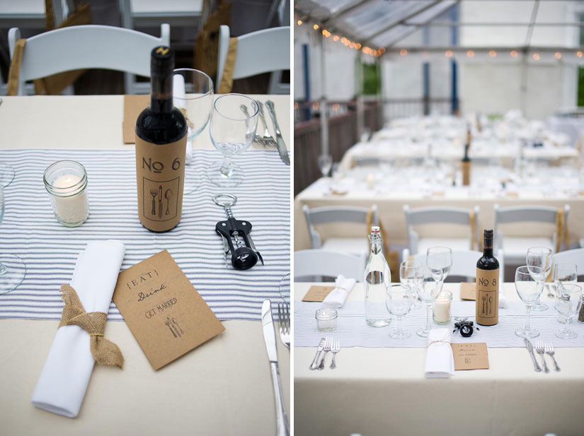 reception decor with brown paper decorations