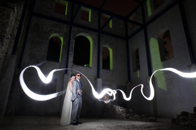 bride and groom artistic portrait at patapsco girls school