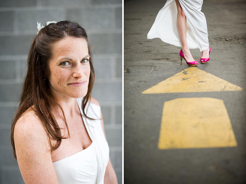 beautiful bride with a yellow arrow