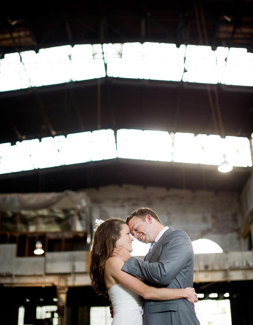 wedding portraits in warehouse