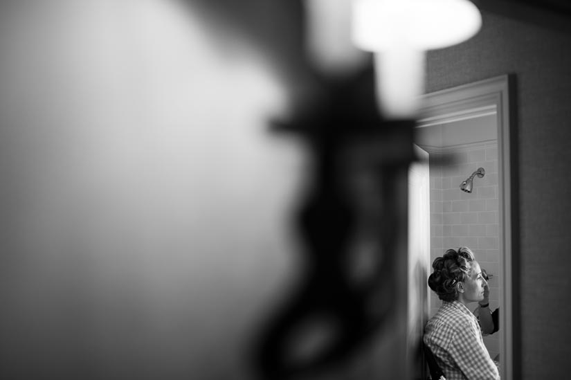 bride gets ready at home