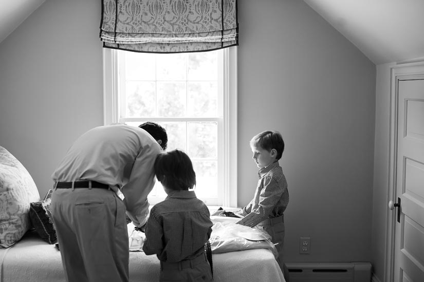 little boys getting ready for the wedding