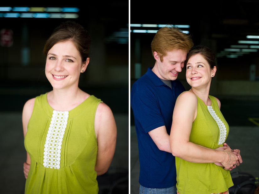 engagement photography in parking garage