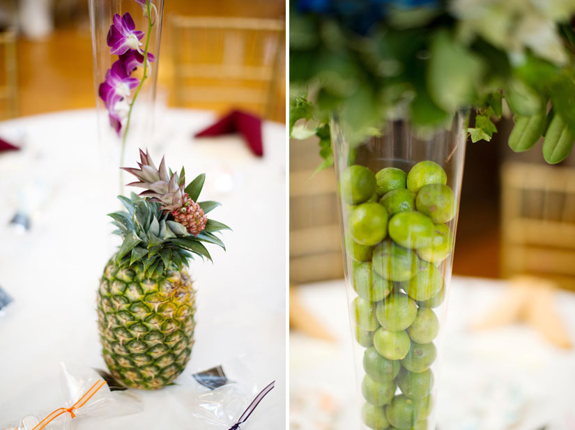 fruit table decorations at wedding reception