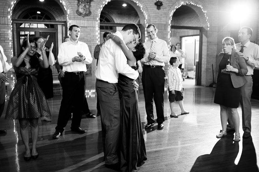 bride and groom dancing at st. francis hall