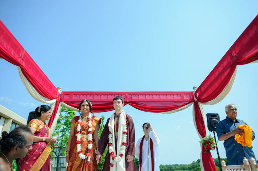 bride and groom introduced at indian wedding ceremony