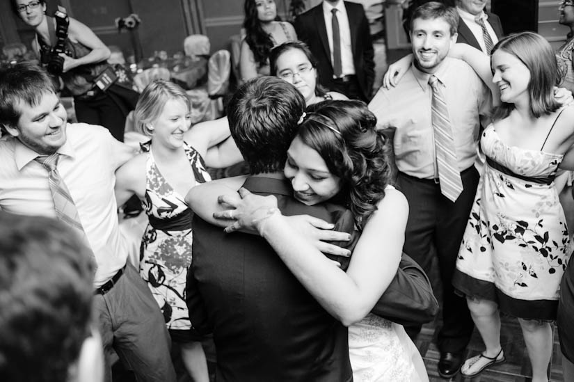 bride and groom dancing during their wedding reception