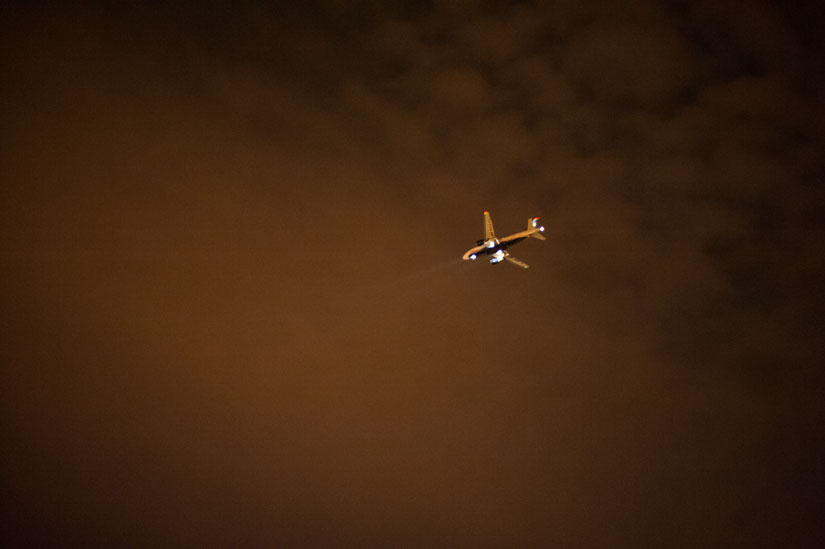 airplane flying over georgetown