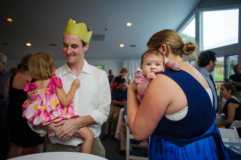 family dancing at wedding reception